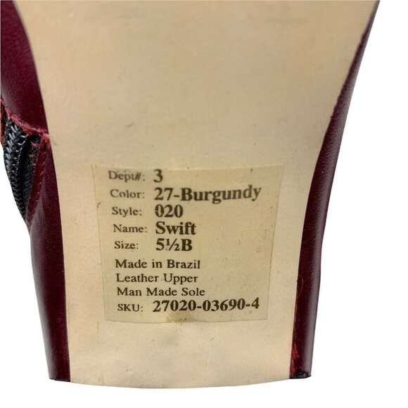 Vintage BAKERS Leather Metallic Maroon Red high Ladies Ankle Boots Size 5.5B 90s - Picture 7 of 9